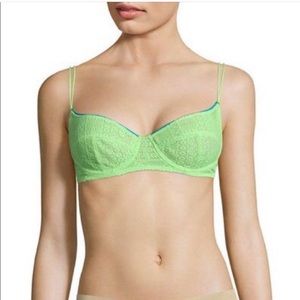 Free people “Cheeky Lace Bra” lime green underwire